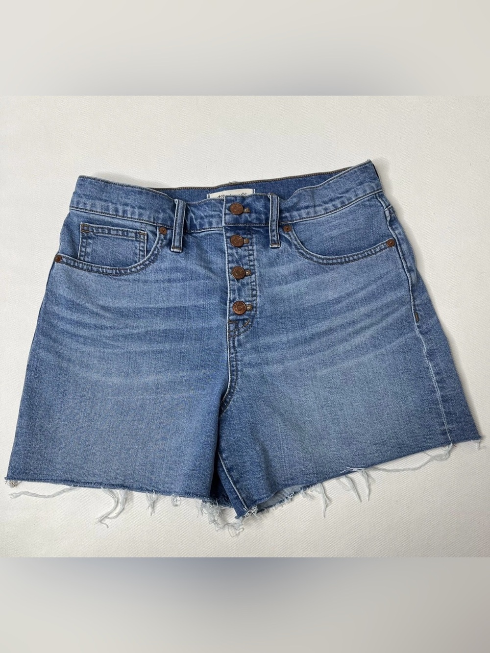 Madewell high rise denim shorts button front edition blue cutoff